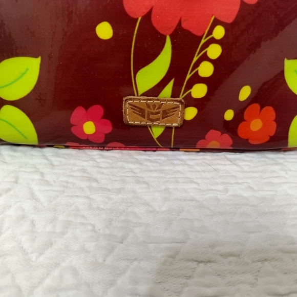 Consuela Brown Flowers Medium Dome Makeup Cosmetic Bag - Picture 2 of 5